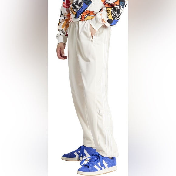 NEW MENS ADIDAS ORIGINALS ADIBREAK BUTTON TRACK PANTS ~SIZE LARGE IM8217 WHITE - Picture 6 of 6